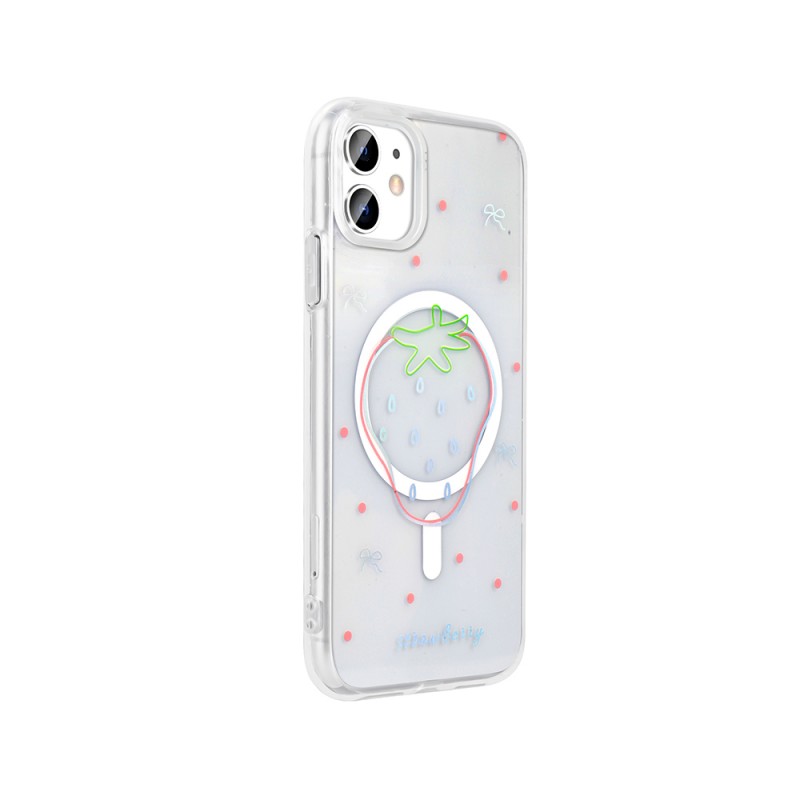 Bal-z Apple iPhone 11 Kılıf M-Safe Şarj Özellikli Şeffaf  Folk Sert Kapak