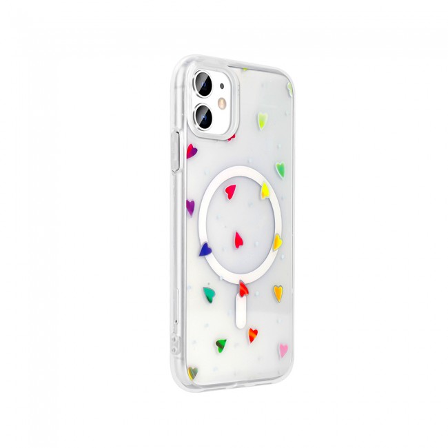 Apple iPhone 11 Kılıf M-Safe Şarj Özellikli Şeffaf Zore Folk Sert Kapak Apple iPhone 11 Kılıf M-Safe Şarj Özellikli Şeffaf Zore Folk Sert Kapak