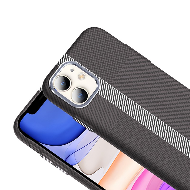 Bal-z Apple iPhone 11 Kılıf M-safe Şarj Özellikli Karbon Fiber Görünümlü  Gros Kapak