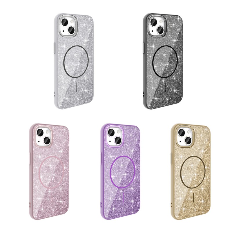 Bal-z Apple iPhone 11 Kılıf M-safe Şarj Özellikli Parlayan Simli  Okso Kapak