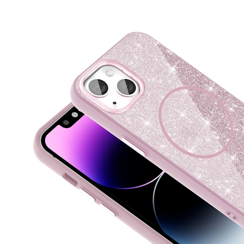 Bal-z Apple iPhone 11 Kılıf M-safe Şarj Özellikli Parlayan Simli  Okso Kapak