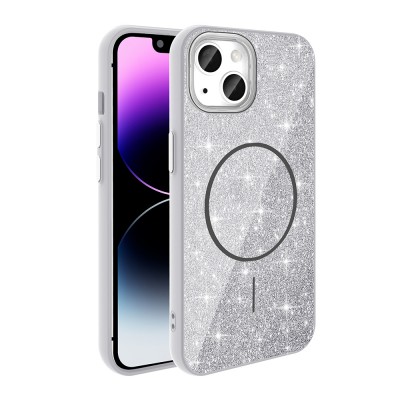 Bal-z Apple iPhone 11 Kılıf M-safe Şarj Özellikli Parlayan Simli  Okso Kapak