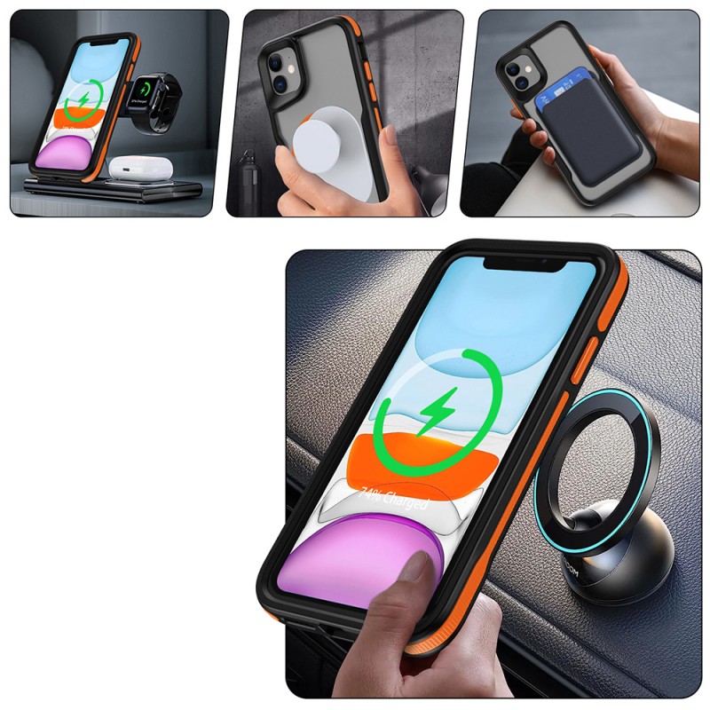 Bal-z Apple iPhone 11 Kılıf M-safe Şarj Özellikli Renkli Kenar Airbag Şeritli  Lamer Kapak