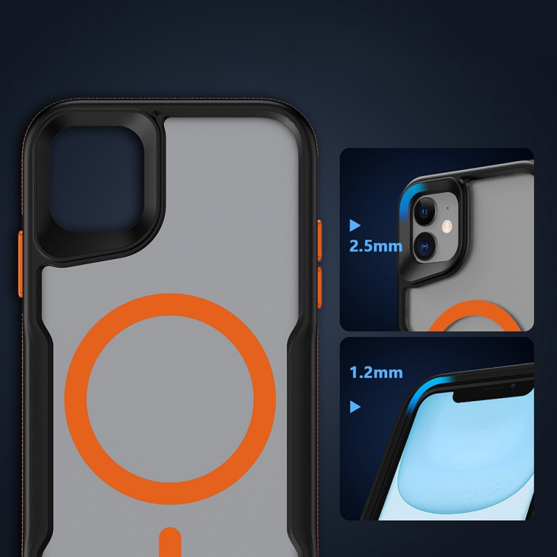 Bal-z Apple iPhone 11 Kılıf M-safe Şarj Özellikli Renkli Kenar Airbag Şeritli  Lamer Kapak