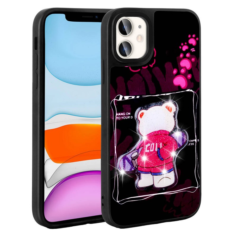 Bal-z Apple iPhone 11 Kılıf Parlayan Kabartmalı İkonik Figürlü  Amas Silikon Kapak