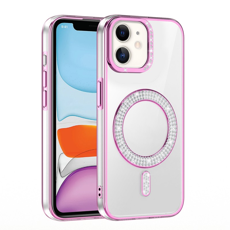 Bal-z Apple iPhone 11 Kılıf Pırlanta Taş Tasarımlı M-safe Şarj Özellikli  Karetta Silikon Kapak