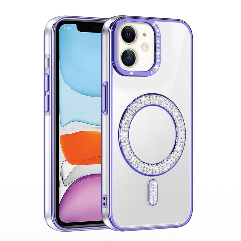 Bal-z Apple iPhone 11 Kılıf Pırlanta Taş Tasarımlı M-safe Şarj Özellikli  Karetta Silikon Kapak