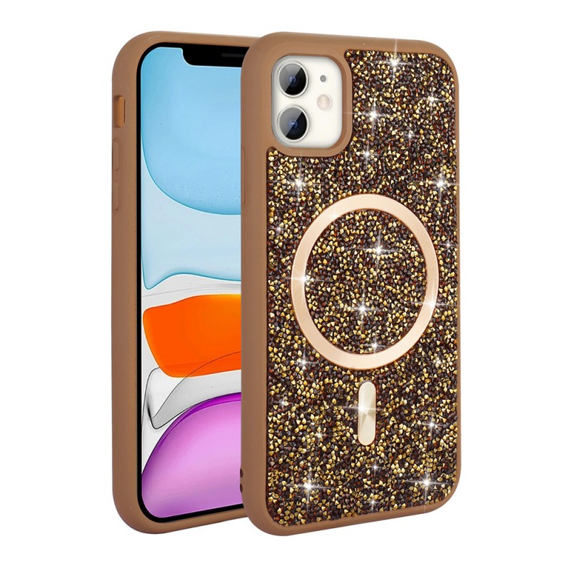 Bal-z Apple iPhone 11 Kılıf Pırlanta Tasarımlı M-safe Şarj Özellikli  Mozaik Silikon Kapak