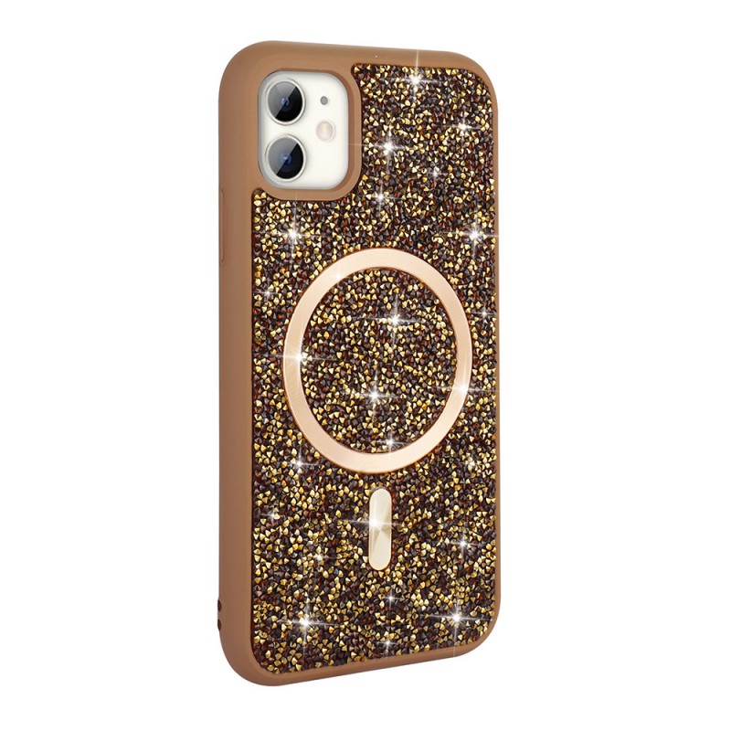 Bal-z Apple iPhone 11 Kılıf Pırlanta Tasarımlı M-safe Şarj Özellikli  Mozaik Silikon Kapak