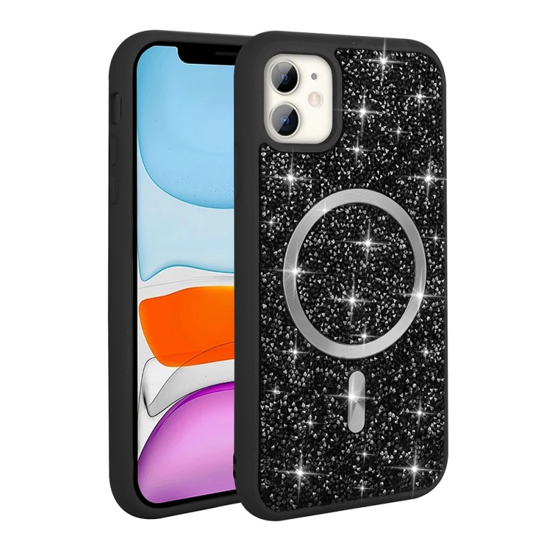 Bal-z Apple iPhone 11 Kılıf Pırlanta Tasarımlı M-safe Şarj Özellikli  Mozaik Silikon Kapak