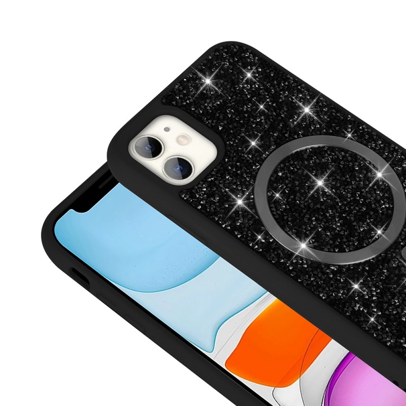 Bal-z Apple iPhone 11 Kılıf Pırlanta Tasarımlı M-safe Şarj Özellikli  Mozaik Silikon Kapak