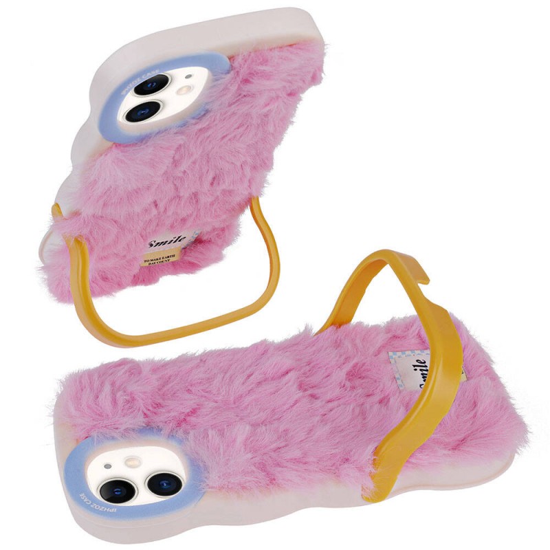 Bal-z Apple iPhone 11 Kılıf Standlı Kamera Korumalı Tüylü Arka Yüzey Tasarım  Mona Kapak