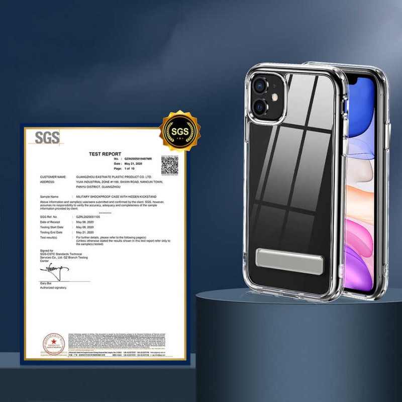Bal-z Apple iPhone 11 Kılıf Standlı Şeffaf Silikon  L-Stand Kapak