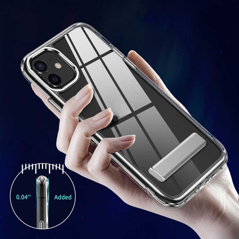 Bal-z Apple iPhone 11 Kılıf Standlı Şeffaf Silikon  L-Stand Kapak