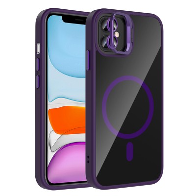 Bal-z Apple iPhone 11 Kılıf Standlı ve Kamera Lens Hediyeli M-Safe Şarj Özellikli  Etro Kapak