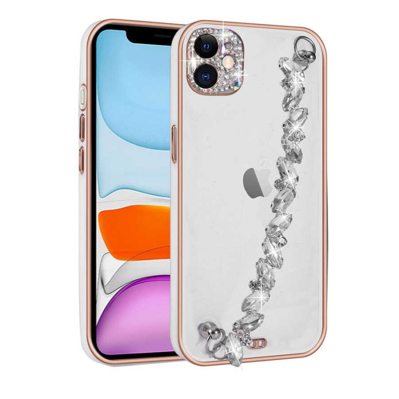 Bal-z Apple iPhone 11 Kılıf Taş Süslemeli Kamera Korumalı El Tutamaçlı  Blazer Kapak