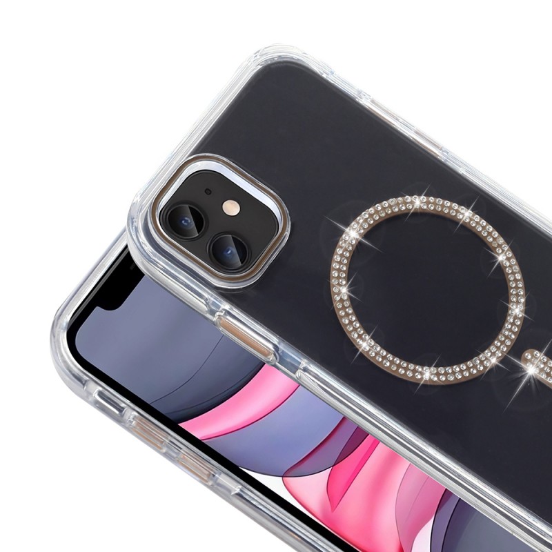 Bal-z Apple iPhone 11 Kılıf Taşlı Tasarım M-safe Şarj Özellikli  Koment Silikon Kapak