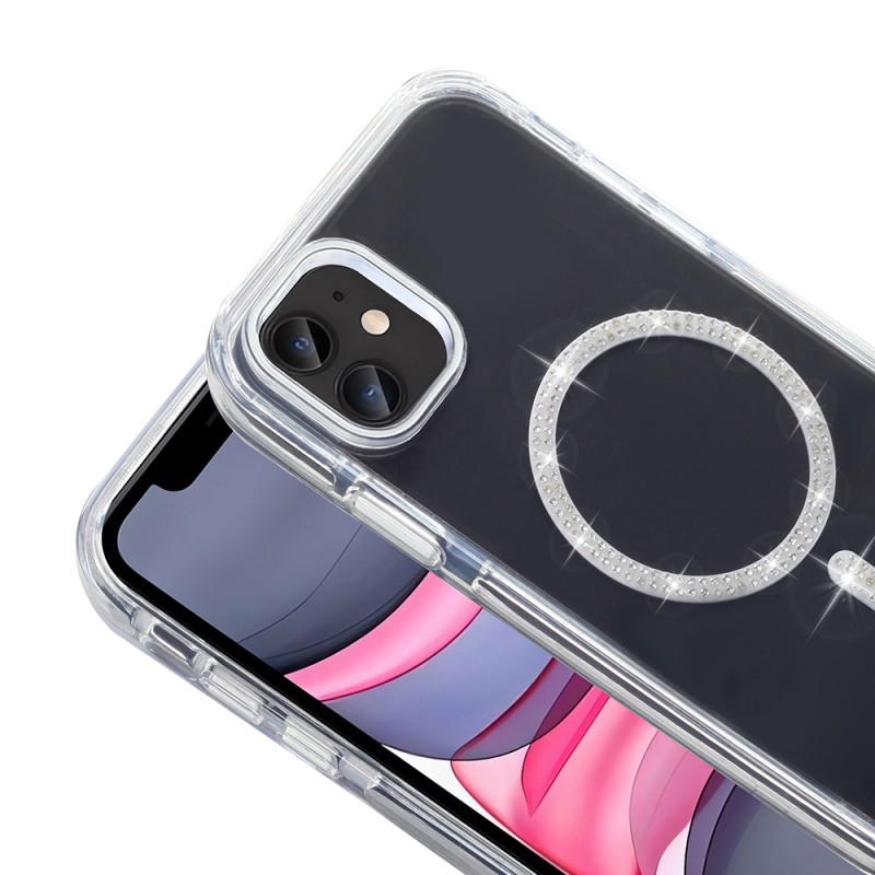 Bal-z Apple iPhone 11 Kılıf Taşlı Tasarım M-safe Şarj Özellikli  Koment Silikon Kapak