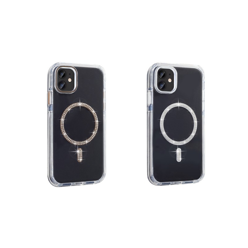 Bal-z Apple iPhone 11 Kılıf Taşlı Tasarım M-safe Şarj Özellikli  Koment Silikon Kapak