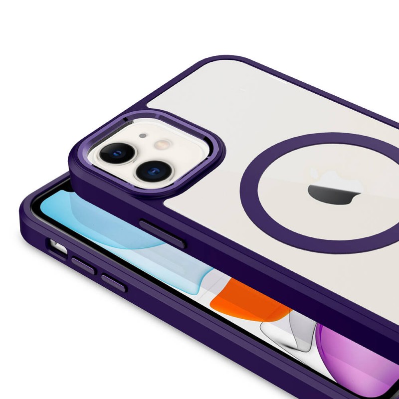 Bal-z Apple iPhone 11 Kılıf Wireless Şarj Özellikli  Krom M-safe Silikon Kapak