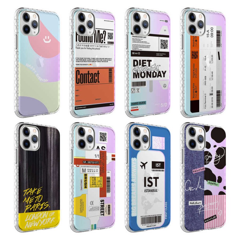 Bal-z Apple iPhone 11 Pro Max Kılıf Airbag Kenarlı Renkli Desenli Silikon  Elegans Kapak