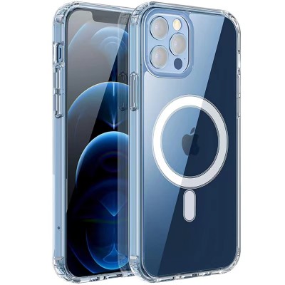 Bal-z Apple iPhone 11 Pro Max Kılıf M-safe Şarj Özellikli Şeffaf Sert PC  Embos Kapak