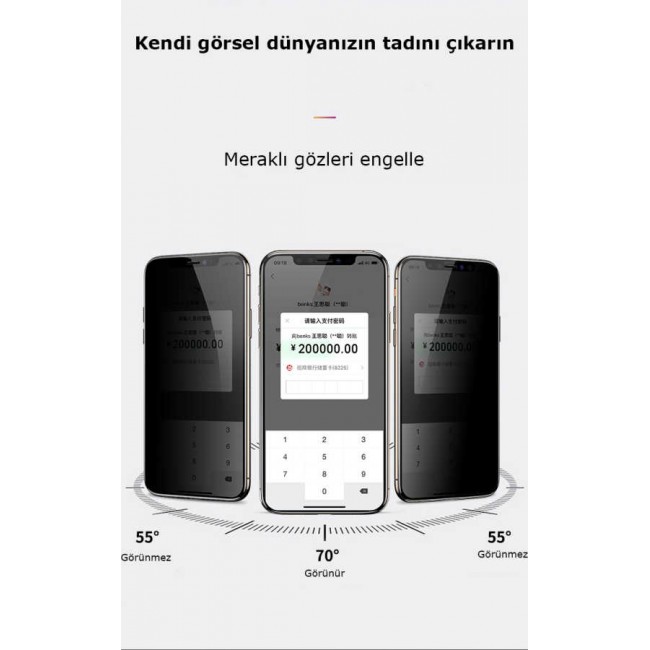 Apple iPhone 11 Pro Max Zore Kor Privacy Cam Ekran Koruyucu Apple iPhone 11 Pro Max Zore Kor Privacy Cam Ekran Koruyucu