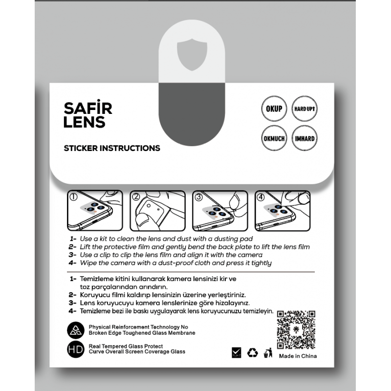 Bal-z Apple iPhone 11  CL-11 Safir Parmak İzi Bırakmayan Anti-Reflective Kamera Lens Koruyucu