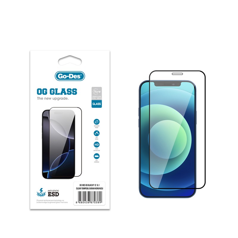 Bal-z Apple iPhone 12 Go Des OG Glass Antistatik Temperli Cam Ekran Koruyucu