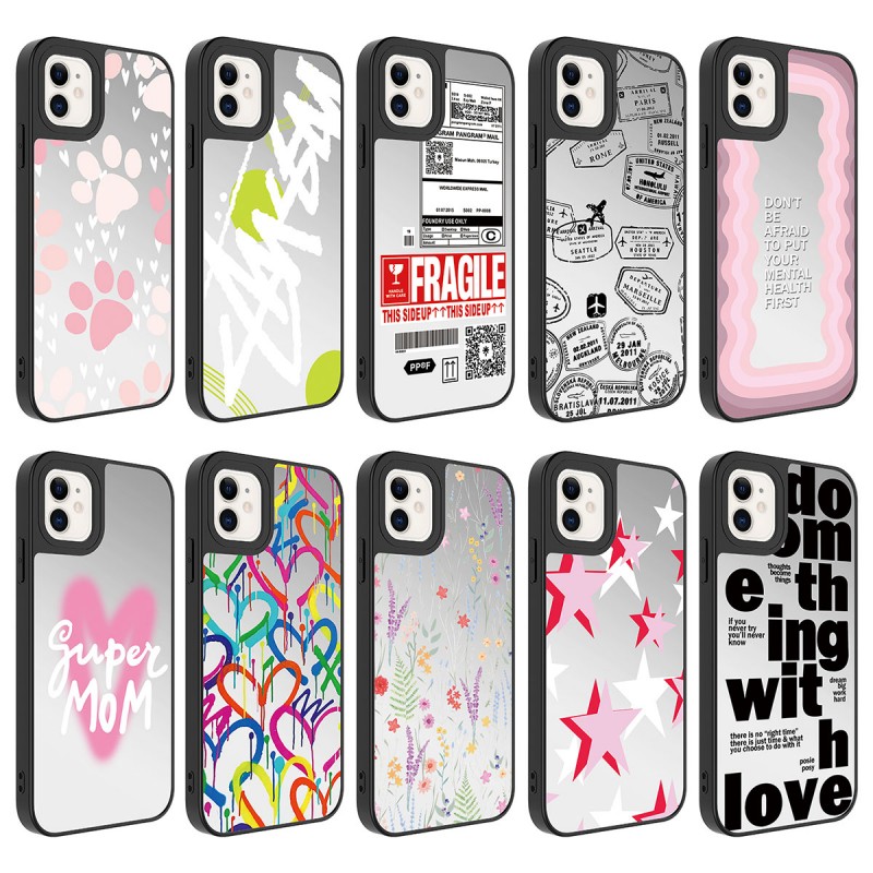 Bal-z Apple iPhone 12 Kılıf Aynalı Desenli Kamera Korumalı Parlak  Mirror Kapak