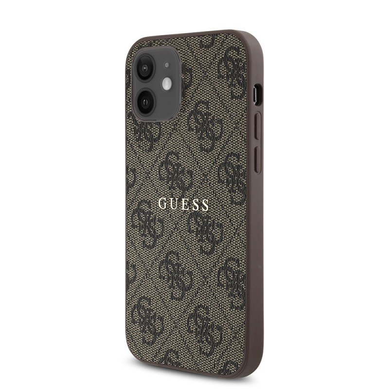 Bal-z Apple iPhone 12 Kılıf Guess Orjinal Lisanslı M-safe Şarj Özellikli 4G Desen Yazı Logolu Kapak
