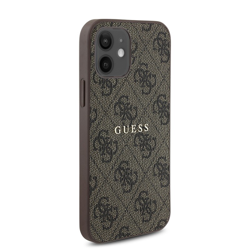 Bal-z Apple iPhone 12 Kılıf Guess Orjinal Lisanslı M-safe Şarj Özellikli 4G Desen Yazı Logolu Kapak
