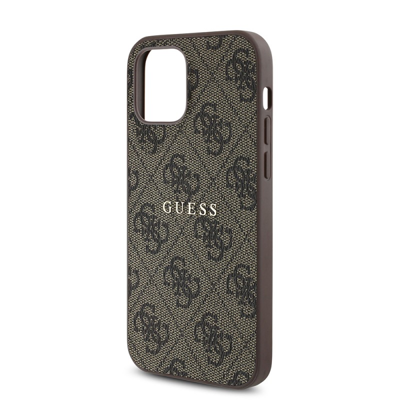 Bal-z Apple iPhone 12 Kılıf Guess Orjinal Lisanslı M-safe Şarj Özellikli 4G Desen Yazı Logolu Kapak