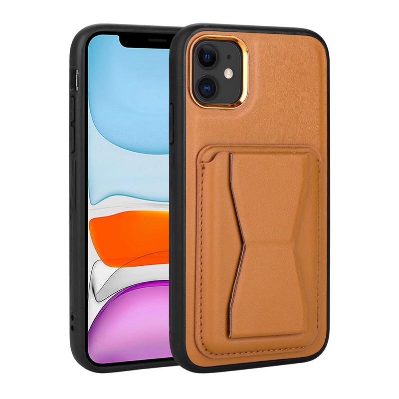 Bal-z Apple iPhone 12 Kılıf Kartlıklı Standlı ​Pu Deri  Memo Kapak