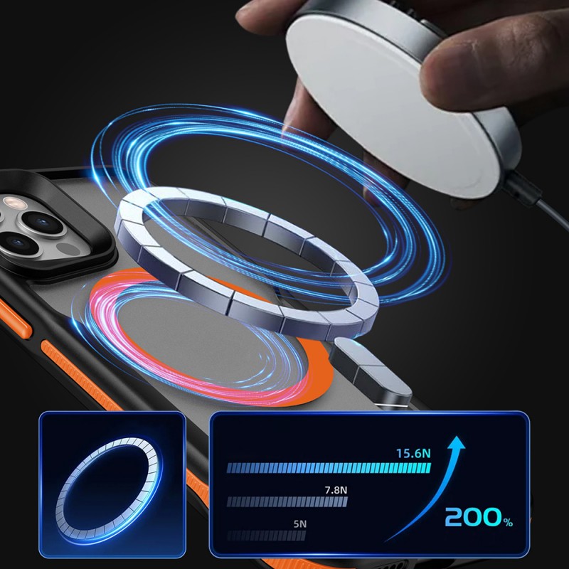 Bal-z Apple iPhone 12 Kılıf M-safe Şarj Özellikli Renkli Kenar Airbag Şeritli  Lamer Kapak