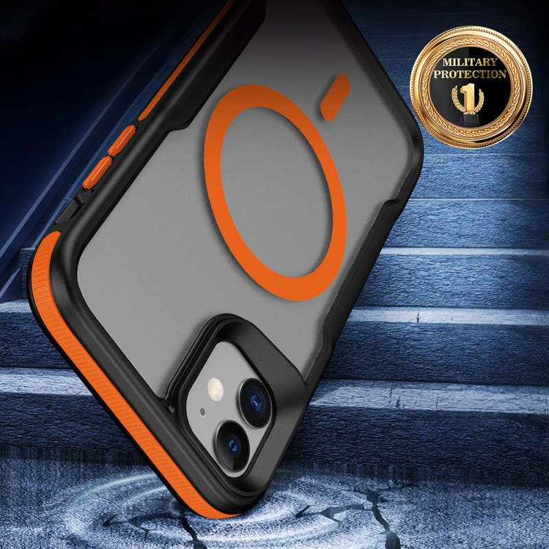 Bal-z Apple iPhone 12 Kılıf M-safe Şarj Özellikli Renkli Kenar Airbag Şeritli  Lamer Kapak