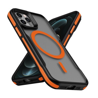 Bal-z Apple iPhone 12 Kılıf M-safe Şarj Özellikli Renkli Kenar Airbag Şeritli  Lamer Kapak