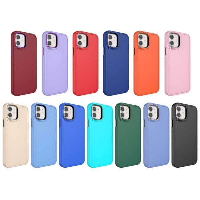 Apple iPhone 12 Kılıf Metal Çerçeve ve Buton Tasarımlı Sert Zore Botox Kapak Apple iPhone 12 Kılıf Metal Çerçeve ve Buton Tasarımlı Sert Zore Botox Kapak
