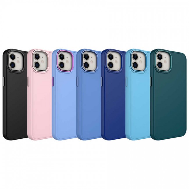 Apple iPhone 12 Kılıf Metal Çerçeve ve Buton Tasarımlı Silikon Zore Luna Kapak Apple iPhone 12 Kılıf Metal Çerçeve ve Buton Tasarımlı Silikon Zore Luna Kapak