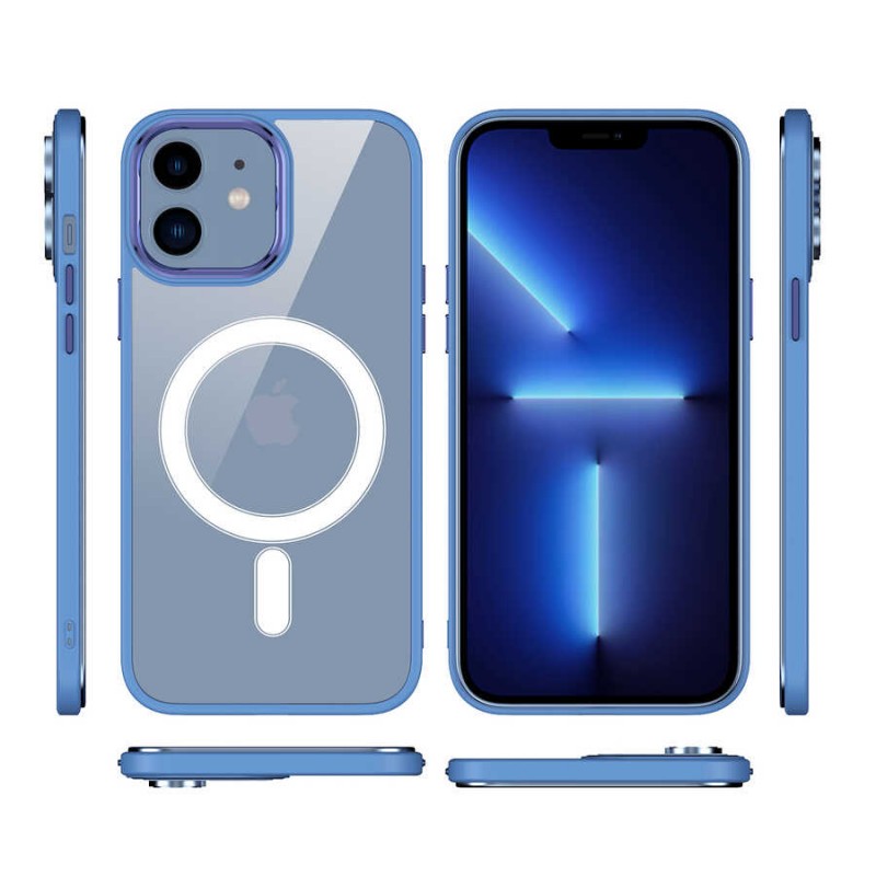 Bal-z Apple iPhone 12 Kılıf Wireless Şarj Özellikli  Krom M-safe Silikon Kapak