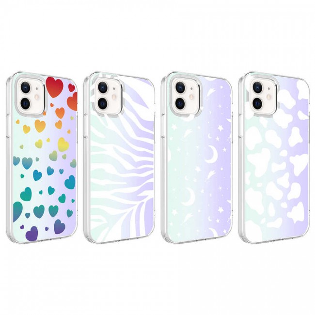 Apple iPhone 12 Kılıf Zore M-Blue Desenli Kapak Apple iPhone 12 Kılıf Zore M-Blue Desenli Kapak