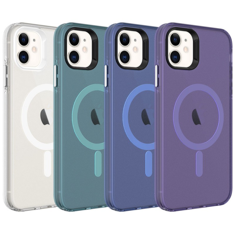 Bal-z Apple iPhone 12 Kılıf  M-safe Şarj Özellikli Buzlu Transparan C-Pro Sert Kapak