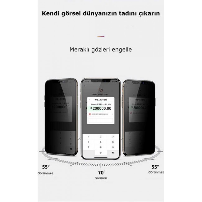 Apple iPhone 12 Mini Zore Kor Privacy Cam Ekran Koruyucu