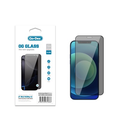 Bal-z Apple iPhone 12 Pro Go Des OG Glass Privacy Antistatik Temperli Cam Ekran Koruyucu