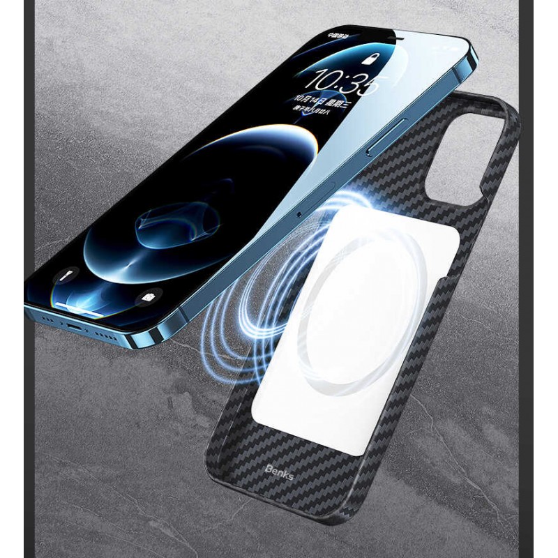 Bal-z Apple iPhone 12 Pro Kılıf Benks MFİ M-safe Magnetic Aramid Kapak