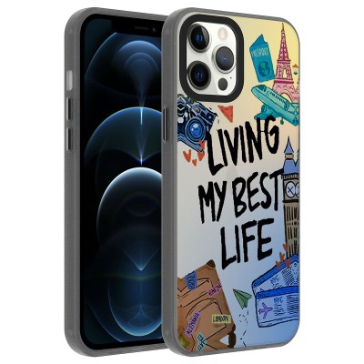 Bal-z Apple iPhone 12 Pro Kılıf Desenli  Dragon Sert Kapak