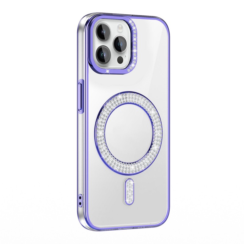 Bal-z Apple iPhone 12 Pro Kılıf Pırlanta Taş Tasarımlı M-safe Şarj Özellikli Zore Karetta Silikon Kapak