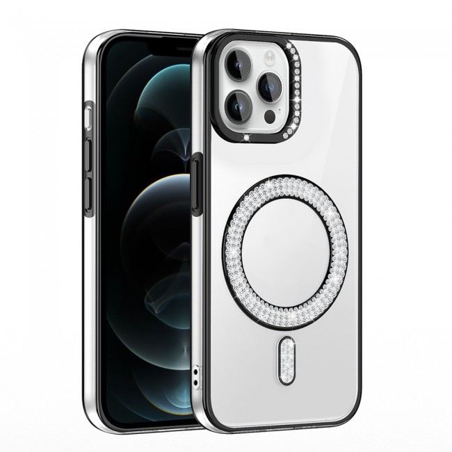 Apple iPhone 12 Pro Kılıf Pırlanta Taş Tasarımlı M-safe Şarj Özellikli Zore Karetta Silikon Kapak Apple iPhone 12 Pro Kılıf Pırlanta Taş Tasarımlı M-safe Şarj Özellikli Zore Karetta Silikon Kapak
