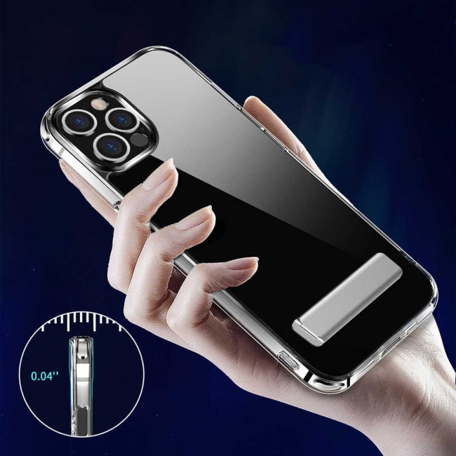 Apple iPhone 12 Pro Kılıf Standlı Şeffaf Silikon Zore L-Stand Kapak Apple iPhone 12 Pro Kılıf Standlı Şeffaf Silikon Zore L-Stand Kapak