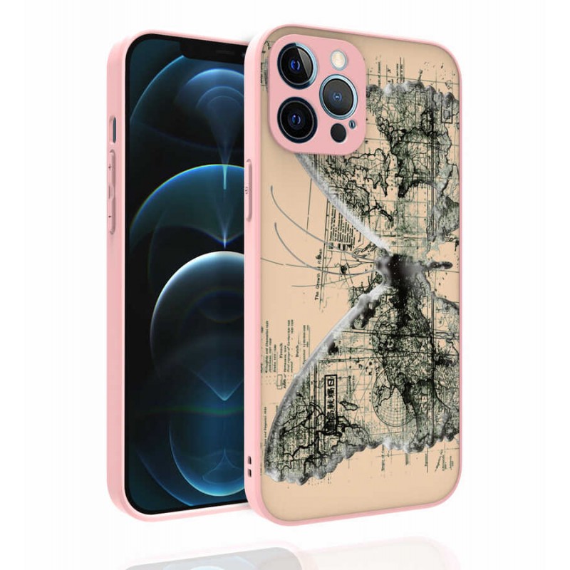 Bal-z Apple iPhone 12 Pro Max Kılıf Desenli Kamera Korumalı Parlak  Nora Kapak